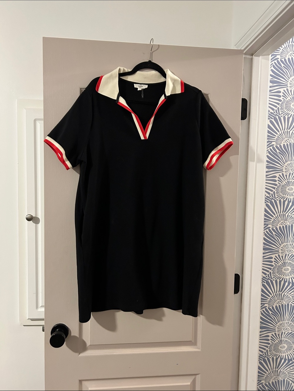 entro Black Polo Midi Dress with Red & White Trim